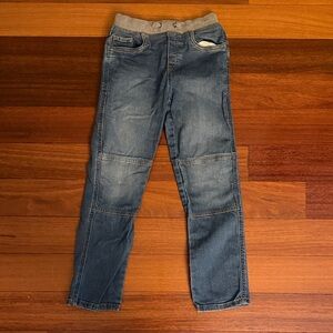 Stylish Blue Denim Jeans with Gray Waistband